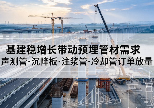 瓜州基建稳增长带动预埋监测管材需求，声测管、沉降板、注浆管订单持续放量